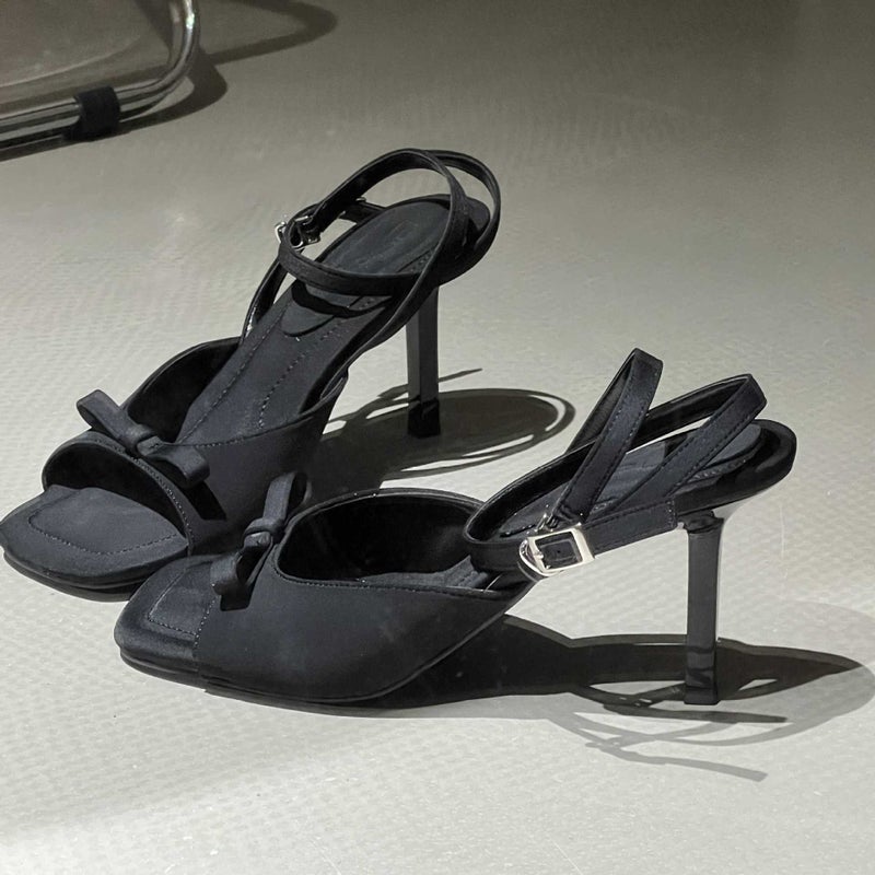 2024 Square Toe Open Toe High Heels Women'S One Character Belt Generous Elegant Thin Heel Sandals - Image 5